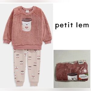 🆕PETIT LEM - 2T - NWT - TODDLER GIRLS 2PC PINK COFFEE / LATTE OUTFIT SET